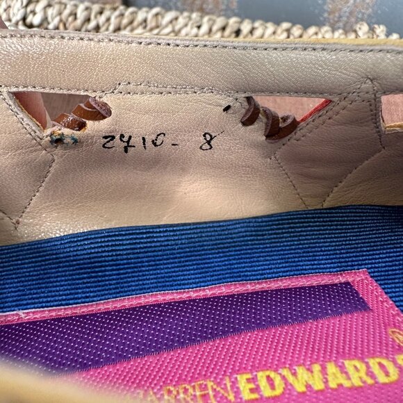 Susan Bennis Warren Edwards Vintage Handmade Leather Beaded Loafers Sz 8 NWOB - Picture 8 of 16